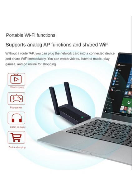 Wifi6 USB Wifi Adaptörü 1800MBPS Dual Band AX1800 Ağ Kartı, Beyaz (Yurt Dışından)