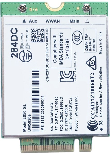 DW5820E L850-GL Lte 4g Kart Modülü 0284DC 284DC Dell Dizüstü Bilgisayar 3500 Için (Yurt Dışından)