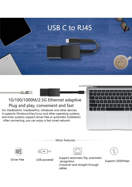 USB C Ethernet Adaptörü Ağ Kartı, Windows/mac Os, Linux Vb. Için (Yurt Dışından)