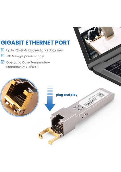 Sfp Modül Anahtarı 10/100/1000 Konnektör Sfp Bakır RJ45 Sfp Modülü (Yurt Dışından)