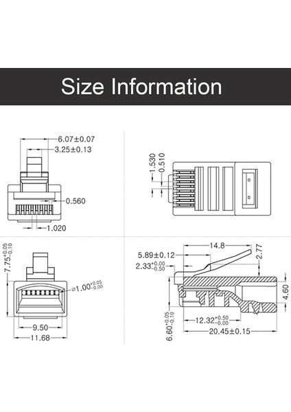 100 Adet RJ45 Konektörü 6u Altın Kaplama Ethernet Kabloları Üzerinden Geçiş (Yurt Dışından)