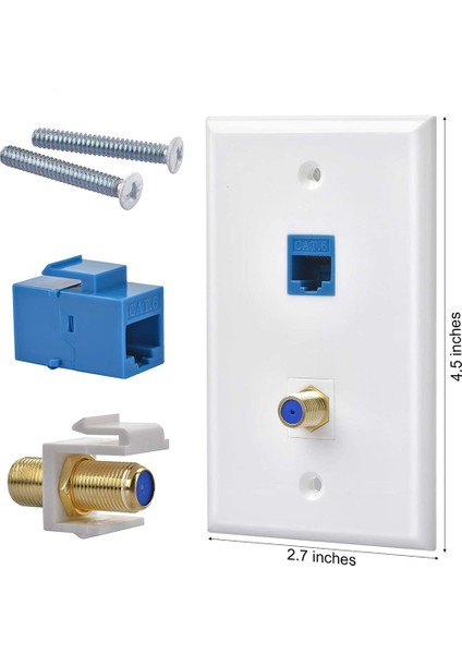 Cat6 Keystone Bağlantı Noktalı 4 Paket Ethernet Koaksiyel Duvar Plakası Çıkışı (Yurt Dışından)