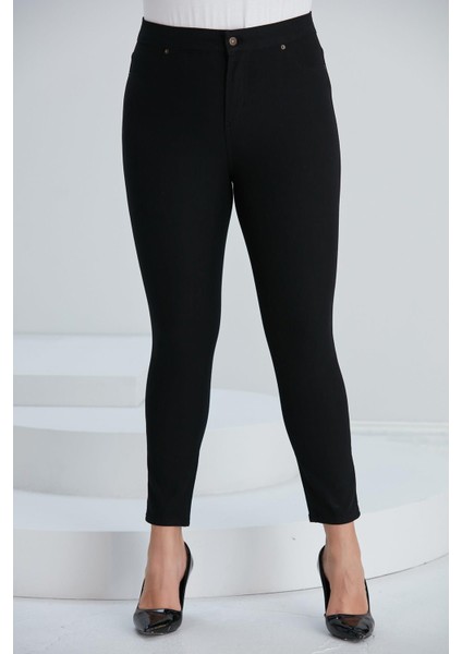 Cep Detaylı Büyük Beden Pamuk Pantolon Siyah (DAR KALIP 1 BEDEN BÜYÜK TERCİH EDİNİZ) fırsatları