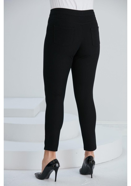 Cep Detaylı Büyük Beden Pamuk Pantolon Siyah (DAR KALIP 1 BEDEN BÜYÜK TERCİH EDİNİZ)
