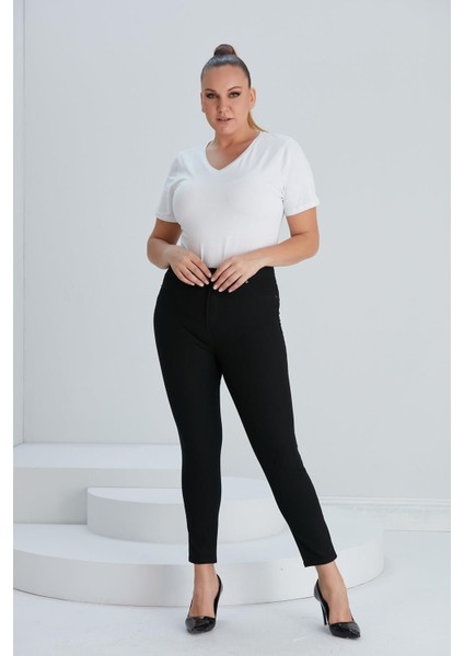 Cep Detaylı Büyük Beden Pamuk Pantolon Siyah (DAR KALIP 1 BEDEN BÜYÜK TERCİH EDİNİZ) fiyatları