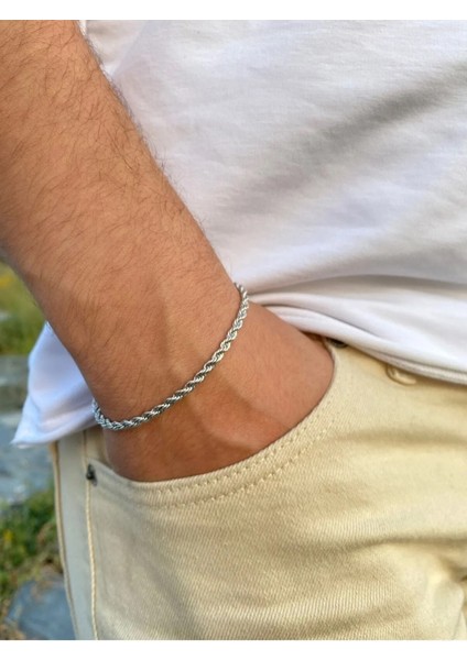 3 Lü Burgu Örme Figaro Model Çelik Zincir Bileklik Seti modelleri