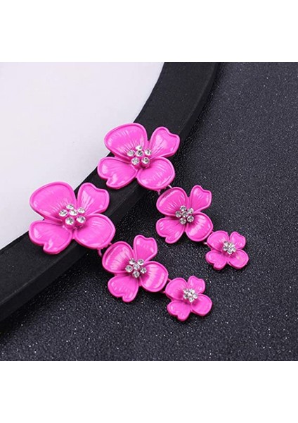 Çok Katmanlı Çiçekli Yapay Elmas Kolye Kolye Iğneli Hediye Gül Kırmızısı Küpe (Yurt Dışından) fiyatları