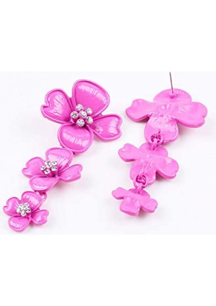 Çok Katmanlı Çiçekli Yapay Elmas Kolye Kolye Iğneli Hediye Gül Kırmızısı Küpe (Yurt Dışından) modelleri