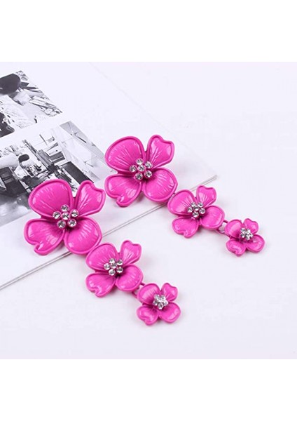 Çok Katmanlı Çiçekli Yapay Elmas Kolye Kolye Iğneli Hediye Gül Kırmızısı Küpe (Yurt Dışından) fırsatları