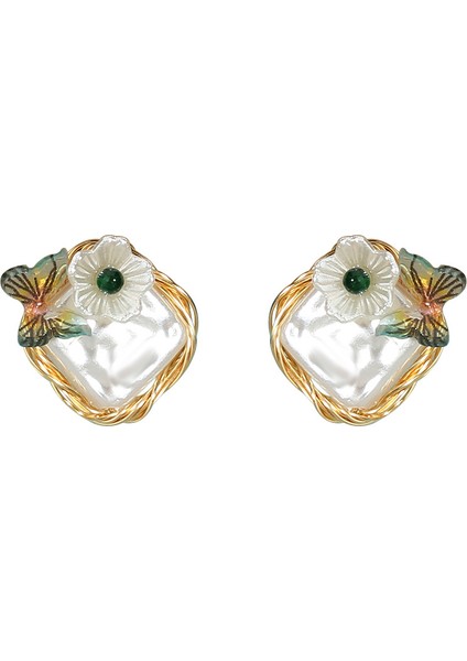 El Yapımı Inci Modaya Uygun Çiçek Küpe (Yurt Dışından)