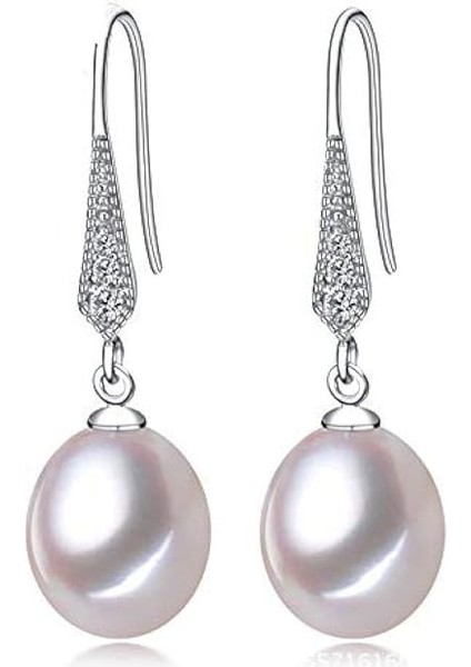 Zirkonya Kristalleriyle Oluşturulan Gümüş Mor Inci Damla Küpe (Yurt Dışından)