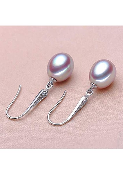 Zirkonya Kristalleriyle Oluşturulan Gümüş Mor Inci Damla Küpe (Yurt Dışından) fiyatları