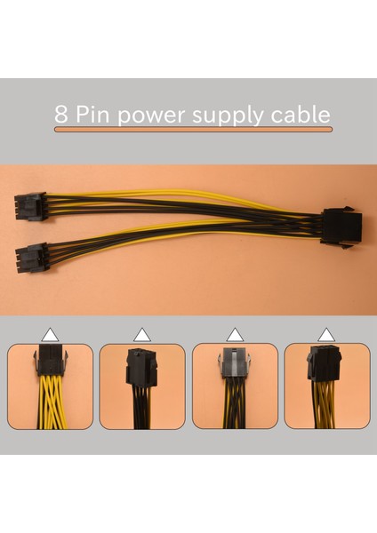 Adet Cpu 8pin 1 Ila 2 Erkek 4+4pin Y Splitter Güç Kablosu 18AWG 20CM (Yurt Dışından)