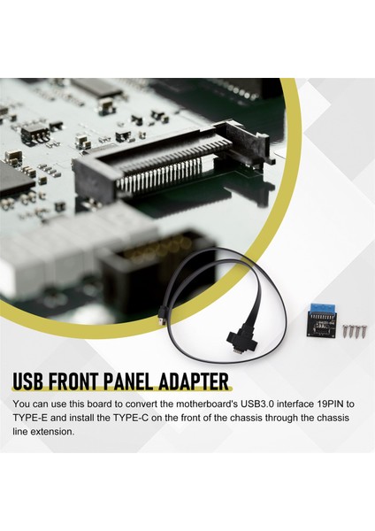 USB 3.1 Tip C Ön Panel Başlık Uzatma Kablosu 50 Cm, Gen 2 Kablo (Yurt Dışından)