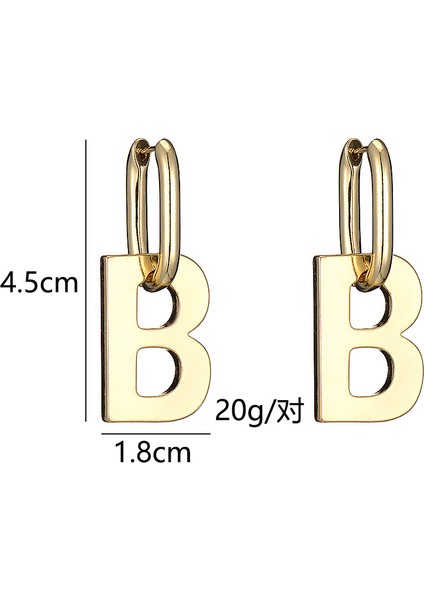 Adet Kadın B Harfi Basit Harf Saplama Sevgililer Günü Takı Hediye Geometrik Kare Küpe (Yurt Dışından) modelleri