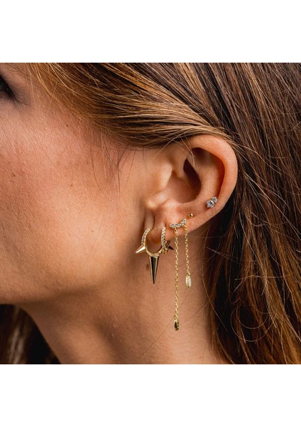 Avekı Altın Zarif Dangle Hoop Kadın 14 K Altın Kaplama Narin Sevimli Geometrik Üçgen Koni Dangle Küpe (Yurt Dışından) fiyatları