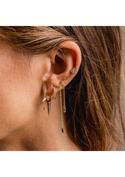 Avekı Altın Zarif Dangle Hoop Kadın 14 K Altın Kaplama Narin Sevimli Geometrik Üçgen Koni Dangle Küpe (Yurt Dışından) modelleri