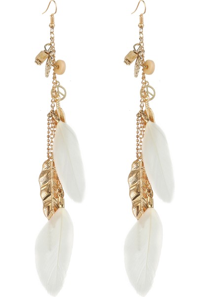 Bohem Yaprak Damla Zarif Kadın Vintage Uzun Püskül Kadın Giyim Aksesuarları Küpe (Yurt Dışından)