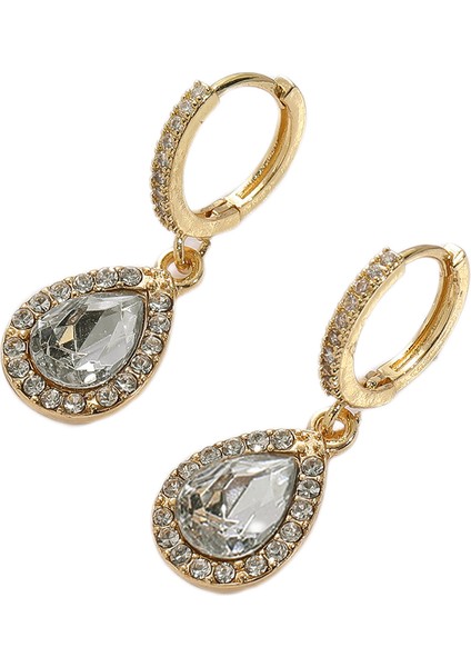 Kübik Zirkon Taşlı Yapay Elmas Gözyaşı Kristal Damla Kadın Elmas Dangle Gelin Nedime Düğün Balo Kostüm Küpe (Yurt Dışından) modelleri