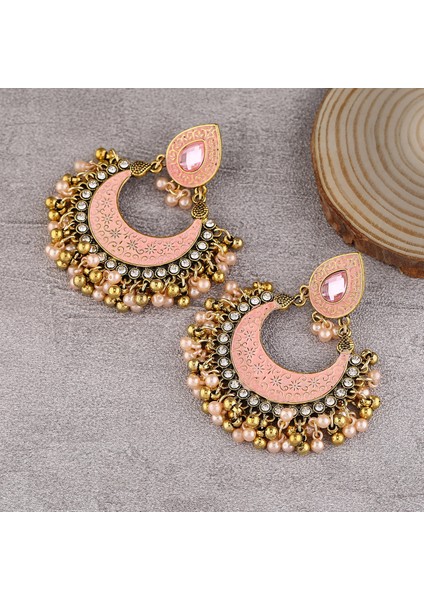 Ay Alaşımlı Hint Tarzı Ajur Çan Damla Kadın Küpe (Yurt Dışından) fiyatları