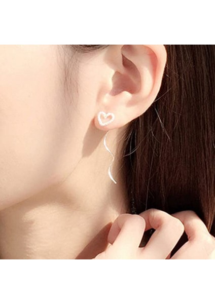 Dalgalı Uzun Zincirli Boş Kalp Tel Damla Delikli Parti Hediyesi Gümüş Küpe (Yurt Dışından) fırsatları