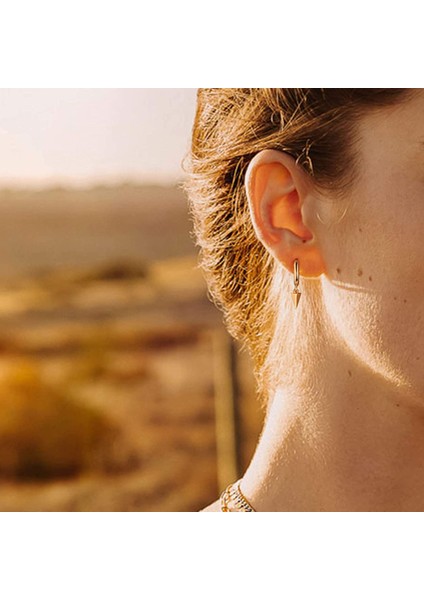 Avekı Altın Zarif Dangle Hoop Kadın 14 K Altın Kaplama Narin Sevimli Geometrik Üçgen Koni Dangle Küpe (Yurt Dışından) modelleri