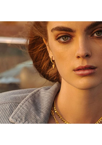 Avekı Altın Zarif Dangle Hoop Kadın 14 K Altın Kaplama Narin Sevimli Geometrik Üçgen Koni Dangle Küpe (Yurt Dışından) fırsatları