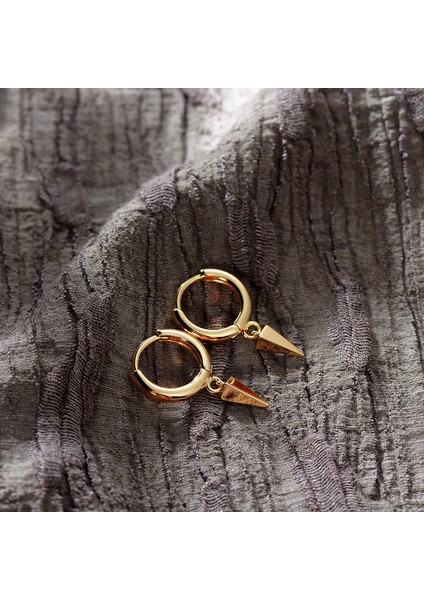 Avekı Altın Zarif Dangle Hoop Kadın 14 K Altın Kaplama Narin Sevimli Geometrik Üçgen Koni Dangle Küpe (Yurt Dışından) indirimleri