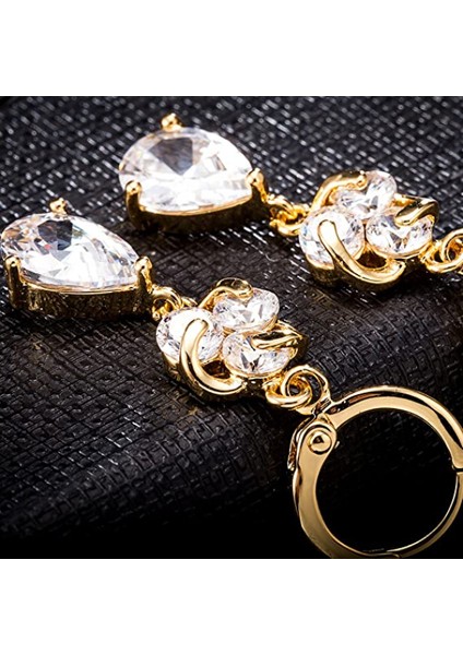 Altın Kaplama Kadın Gözyaşı Su Damlası Kolye Kübik Zirkonya Kakma Su Damlası Vidali Altın Altın Küpe (Yurt Dışından) modelleri