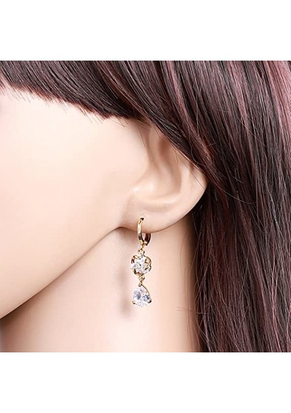 Altın Kaplama Kadın Gözyaşı Su Damlası Kolye Kübik Zirkonya Kakma Su Damlası Vidali Altın Altın Küpe (Yurt Dışından) fırsatları