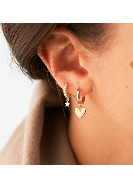 Avekı Altın Zarif Dangle Hoop Kadın 14 K Altın Kaplama Narin Sevimli Geometrik Üçgen Koni Dangle Küpe (Yurt Dışından) modelleri