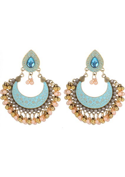 Ay Alaşımlı Hint Tarzı Ajur Çan Damla Kadın Küpe (Yurt Dışından)