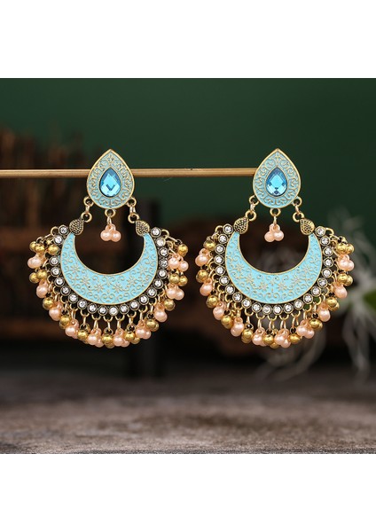 Ay Alaşımlı Hint Tarzı Ajur Çan Damla Kadın Küpe (Yurt Dışından) fiyatları