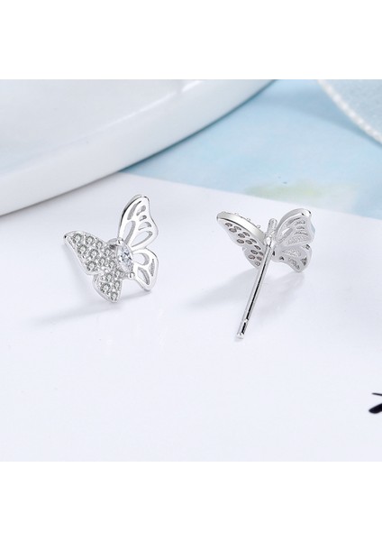 Kelebek Kanadı (Bir Çift) Simüle Elmas Gümüş Saplama Kadın Minik Kelebek Kıkırdak Küpe (Yurt Dışından) fiyatları