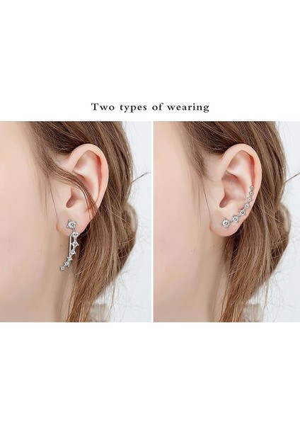 7 Kristal Kulak Manşetleri Hoop Tırmanıcı S925 Gümüş Hipoalerjenik Küpe (Yurt Dışından) fiyatları