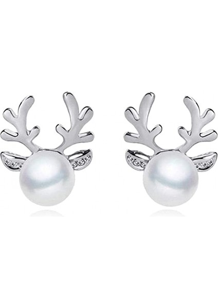 Zarif Yılbaşı I Sahte Inci Işlemeli Yılbaşı Boynuzları Kolye Kadın Mücevher Hediyeleri Gümüş Küpe (Yurt Dışından)