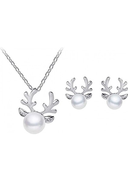 Zarif Yılbaşı I Sahte Inci Işlemeli Yılbaşı Boynuzları Kolye Kadın Mücevher Hediyeleri Gümüş Küpe (Yurt Dışından) fiyatları