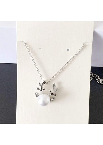 Zarif Yılbaşı I Sahte Inci Işlemeli Yılbaşı Boynuzları Kolye Kadın Mücevher Hediyeleri Gümüş Küpe (Yurt Dışından) modelleri