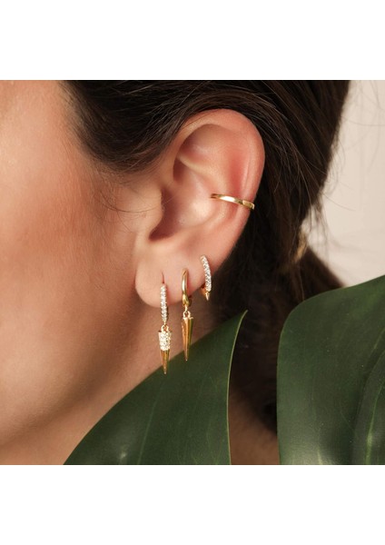 Avekı Altın Zarif Dangle Hoop Kadın 14 K Altın Kaplama Narin Sevimli Geometrik Üçgen Koni Dangle Küpe (Yurt Dışından) fiyatları