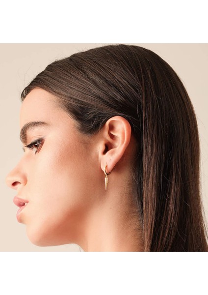 Avekı Altın Zarif Dangle Hoop Kadın 14 K Altın Kaplama Narin Sevimli Geometrik Üçgen Koni Dangle Küpe (Yurt Dışından) modelleri