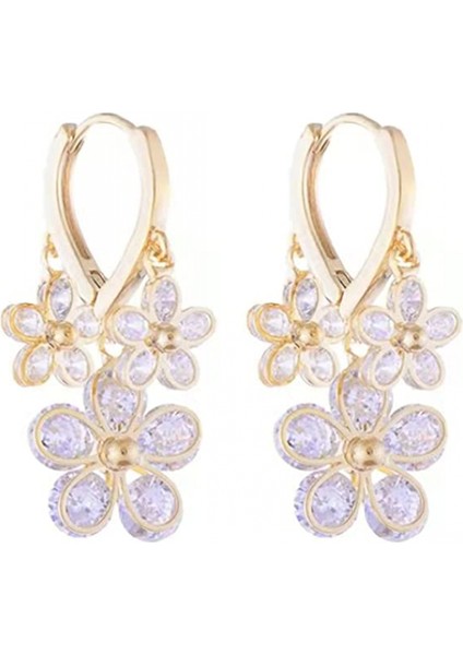 Halka Simetrik Sahte Kristal Halka Nefis Zarif Küpe (Yurt Dışından)