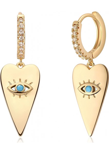 Avekı Altın Zarif Dangle Hoop Kadın 14 K Altın Kaplama Narin Sevimli Geometrik Üçgen Koni Dangle Küpe (Yurt Dışından)