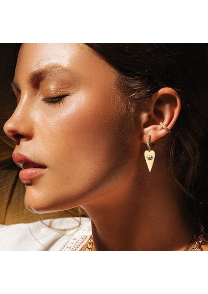 Avekı Altın Zarif Dangle Hoop Kadın 14 K Altın Kaplama Narin Sevimli Geometrik Üçgen Koni Dangle Küpe (Yurt Dışından) fiyatları