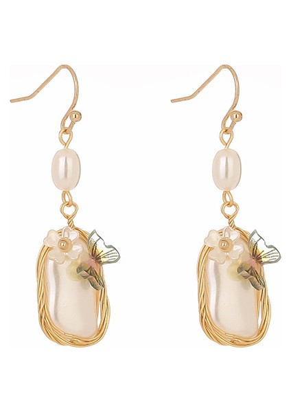 El Yapımı Inci Modaya Uygun Çiçek Küpe (Yurt Dışından)