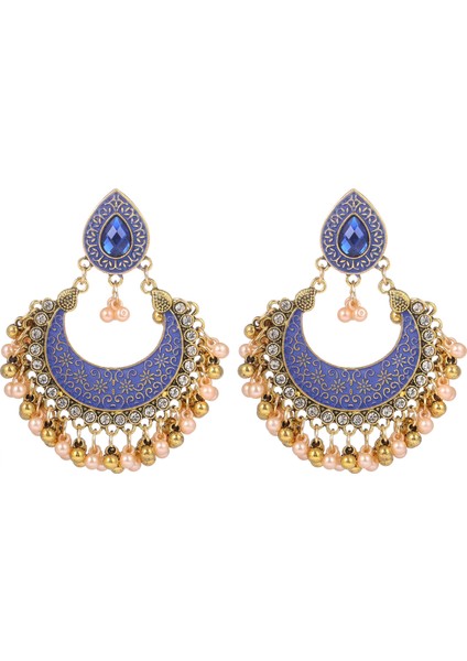 Ay Alaşımlı Hint Tarzı Ajur Çan Damla Kadın Küpe (Yurt Dışından)