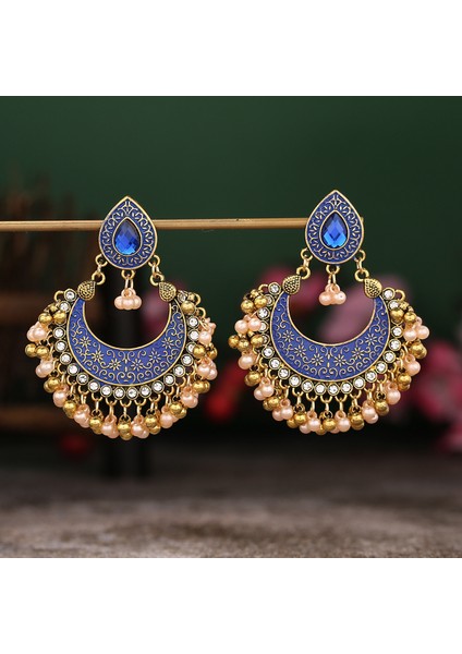 Ay Alaşımlı Hint Tarzı Ajur Çan Damla Kadın Küpe (Yurt Dışından) fırsatları