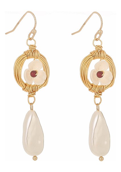 El Yapımı Inci Modaya Uygun Çiçek Küpe (Yurt Dışından)