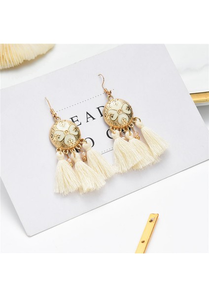 Bohem Yuvarlak Kadın Saçaklı Damla El Işi Örgülü Aksesuarlar Küpe (Yurt Dışından) fiyatları