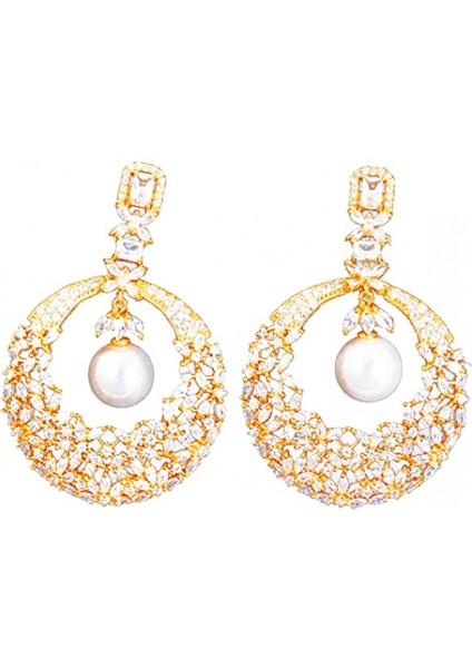 Moda Pırlanta Inci Gümüş Inci Moda Geometrik Kadın Asılı Hediyeler Altın Küpe (Yurt Dışından)