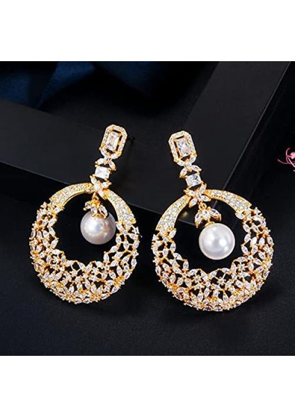 Moda Pırlanta Inci Gümüş Inci Moda Geometrik Kadın Asılı Hediyeler Altın Küpe (Yurt Dışından) fiyatları